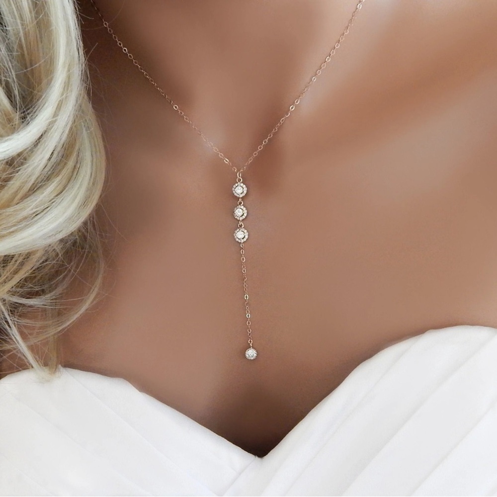 NWT Wedding Lariat Silver Necklace